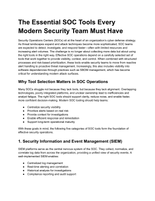 The Essential SOC Tools Every Modern Security Team Must Have