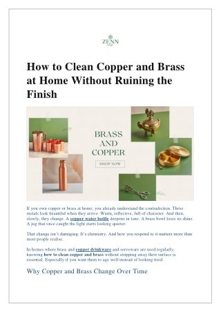 How to Clean Copper and Brass at Home Without Ruining the Finish