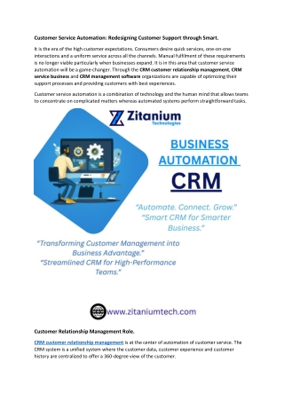 Customer Service Automation: Redesigning Customer Support through Smart