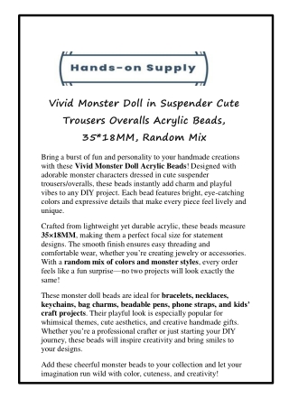 Vivid Monster Doll in Suspender Cute Trousers Overalls Acrylic Beads, 35_18MM, Random Mix