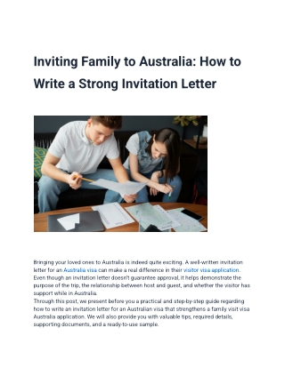 Inviting Family to Australia: How to Write a Strong Invitation Letter