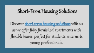 Short-Term Housing Solutions