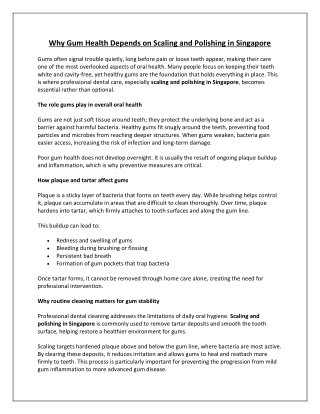 Why Gum Health Depends on Scaling and Polishing in Singapore