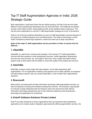 Top IT Staff Augmentation Agencies