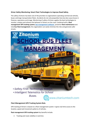 Driver Safety Monitoring: Smart Fleet Technologies to improve Road Safety