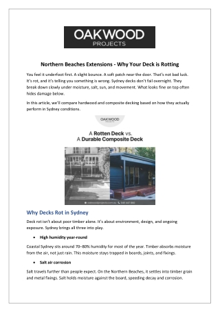 Northern Beaches Extensions - Why Your Deck is Rotting