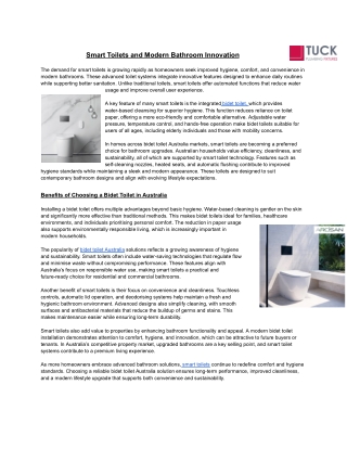 Smart Toilets and Modern Bathroom Innovation