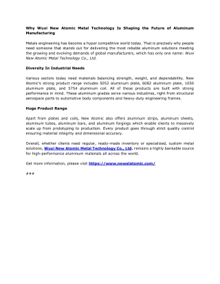 Wuxi New Atomic Metal Technology Co., Ltd