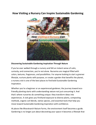 How Visiting a Nursery Can Inspire Sustainable Gardening