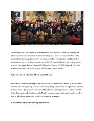 San Francisco Teachers Strike Shuts Schools After Contract Talks Collapse