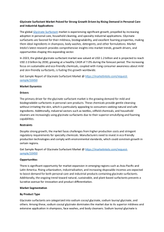Glycinate Surfactant Market Report Analysis 2033