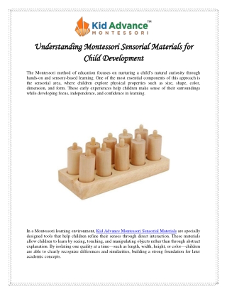 Understanding Montessori Sensorial Materials for Child Development