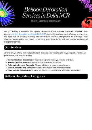 Balloon Decoration Services in Delhi NCR