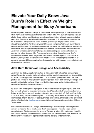 Elevate Your Daily Brew Java Burn's Role in Effective Weight Management for Busy Americans