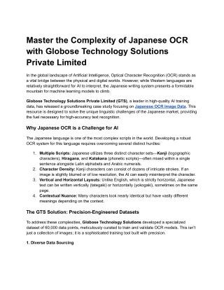 Master the Complexity of Japanese OCR with Globose Technology Solutions