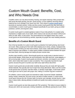Custom Mouth Guard_ Benefits, Cost, and Who Needs One