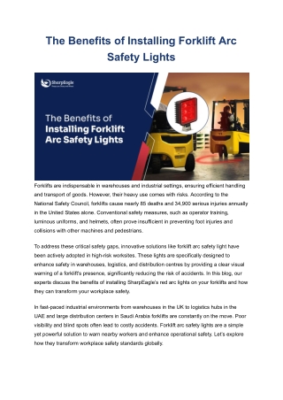 The Benefits of Installing Forklift Arc Safety Lights