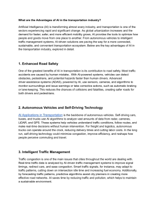 What are the Advantages of AI in the transportation industry_