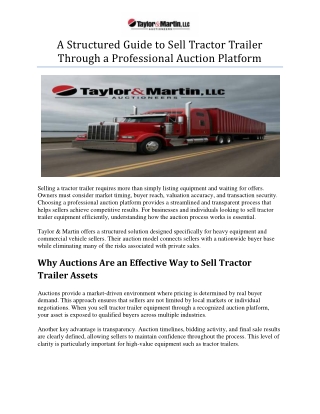 a structured guide to sell tractor trailer through a professional auction platform