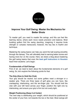 Improve Your Golf Swing_ Master the Mechanics for Better Shots