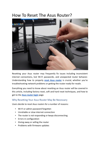 How To Reset The Asus Router