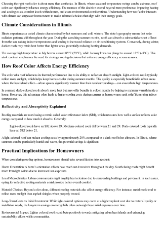 The Impact of Roof Color on Energy Efficiency: Insights for Illinois Homes