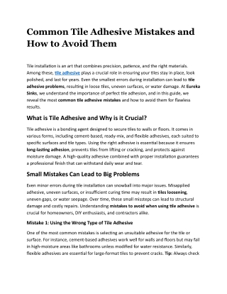 Common Tile Adhesive Mistakes and How to Avoid Them