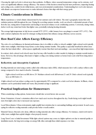 The Impact of Roof Color on Energy Efficiency: Insights for Illinois Homes