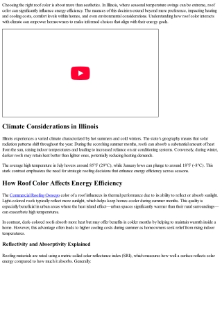 The Impact of Roof Color on Energy Efficiency: Insights for Illinois Homes