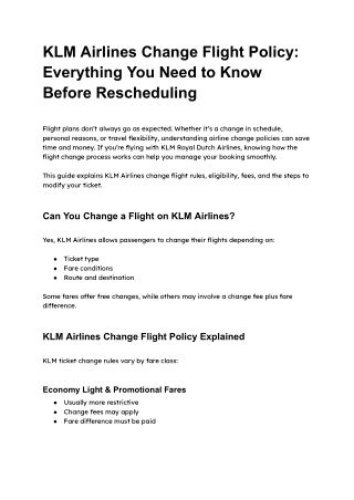 KLM Airlines Change Flight Policy_ Everything You Need to Know Before Rescheduling