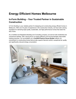 Energy Efficient Homes Melbourne – Your Trusted Partner in Sustainable Construction