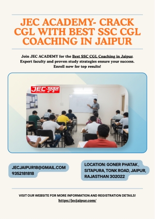 JEC ACADEMY- Crack CGL with Best SSC CGL Coaching in Jaipur