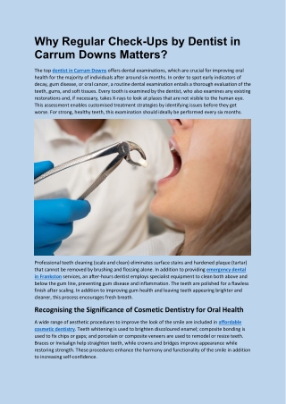 Why Regular Check-Ups by Dentist in Carrum Downs Matters