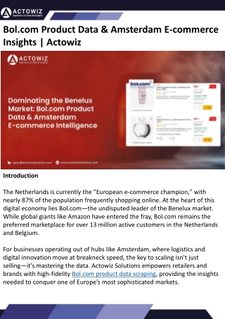 Bol.com Product Data & Amsterdam E-commerce Insights Actowiz