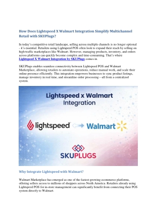 How Does Lightspeed X Walmart Integration Simplify Multichannel Retail with SKUPlugs