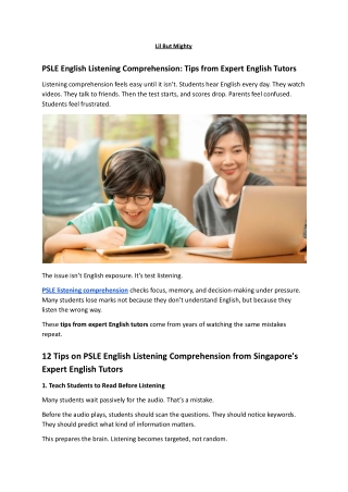 PSLE English Listening Comprehension Tips from Expert English Tutors