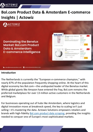 Bol.com Product Data & Amsterdam E-commerce Insights Actowiz