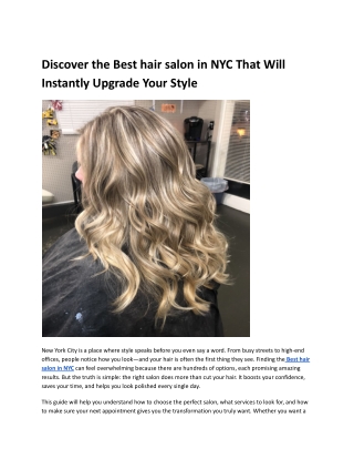 Discover the Best hair salon in NYC That Will Instantly Upgrade Your Style