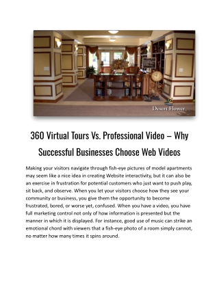 360 Virtual Tours Vs. Professional Video – Why Successful Businesses Choose Web Videos