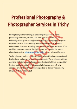Photography in Trichy