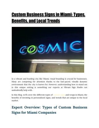 Custom Business Signs in Miami: Types, Benefits, and Local Trends