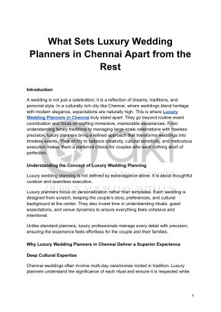 What Sets Luxury Wedding Planners in Chennai Apart from the Rest