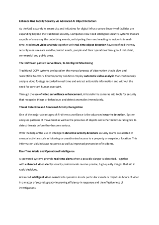 Enhance UAE Facility Security via Advanced AI Object Detection