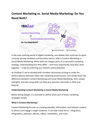 Content Marketing vs. Social Media Marketing: Do You Need Both?