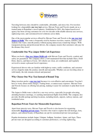 one way taxi jaipur to delhi