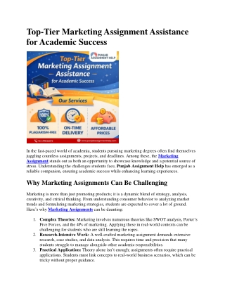 Top-Tier Marketing Assignment Assistance for Academic Success