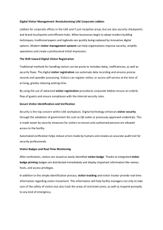 Digital Visitor Management: Revolutionizing UAE Corporate Lobbies