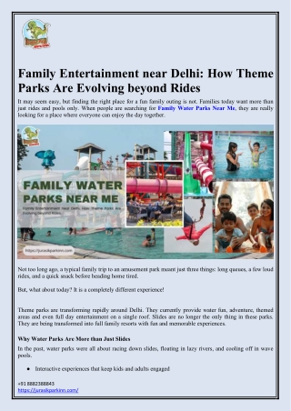 Family Water Parks Near Delhi – Theme Parks Beyond Rides