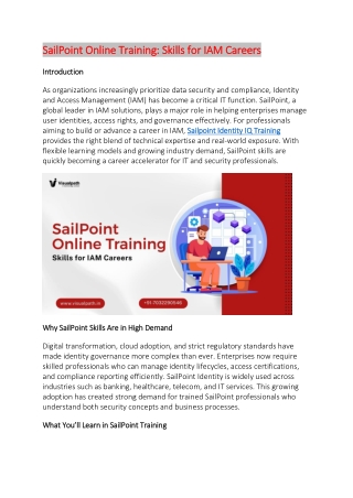 sailpoint IIQ Training - Sailpoint Training India