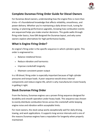 Complete Duramax Firing Order Guide for Diesel Owners